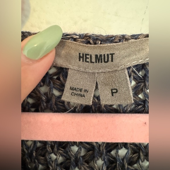 Helmut Lang 100% Linen Mesh Scoop Neck Sweater Blue Size Petite XS EUC - Picture 4 of 9